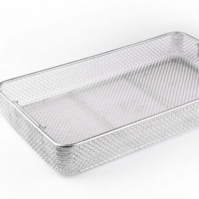 Stainless steel washing basket, With handle square shape 304 316 stainless steel wire mesh leachate washing basket clean