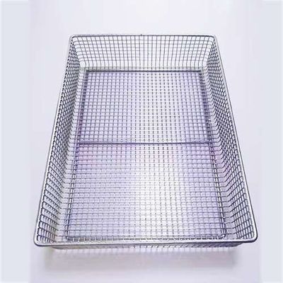 Stainless steel washing basket, With handle square shape 304 316 stainless steel wire mesh leachate washing basket clean