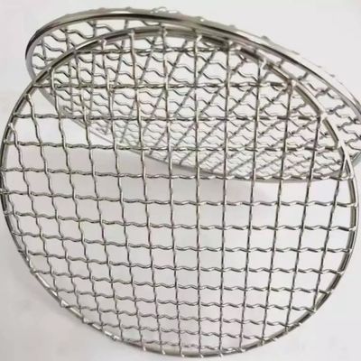 Round Barbecue Wire Mesh, Round 304 Stainless Steel BBQ Barbecue Grill Net Crimped Woven Wire Mesh