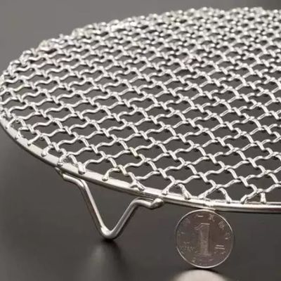 Round Barbecue Wire Mesh, Round 304 Stainless Steel BBQ Barbecue Grill Net Crimped Woven Wire Mesh