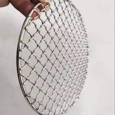 Round Barbecue Wire Mesh, Round 304 Stainless Steel BBQ Barbecue Grill Net Crimped Woven Wire Mesh