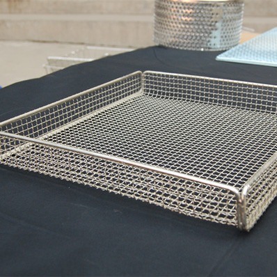 Stainless steel washing basket, With handle square shape 304 316 stainless steel wire mesh leachate washing basket clean